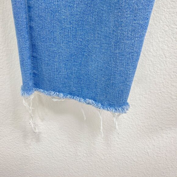 Levi Ribcage Straight Ankle Women Jeans Size 30 Button Front Med Wash Distressed - Picture 10 of 16